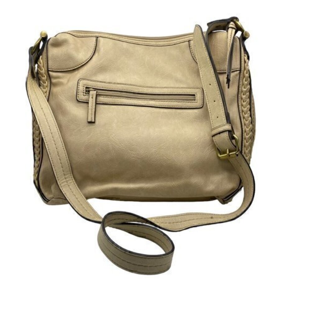 Chaps Purse Handbag Crossbody Tan Faux Leather with Adjustable Strap